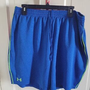 Under Armour Men's Athletic Shorts in Blue with Neon Green Trim